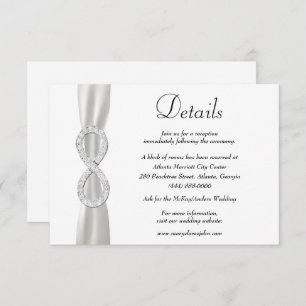 Details zur Hochzeit mit weißem Ribbon Diamond Begleitkarte