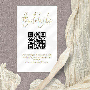 Details zur Hochzeit QR Code Gold Script Begleitkarte