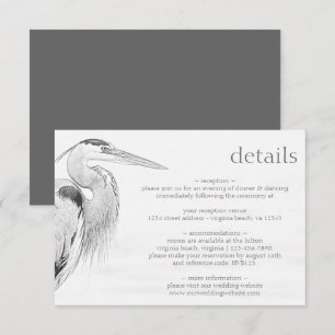 Details zur Hochzeit von Blue Heron Bird Begleitkarte