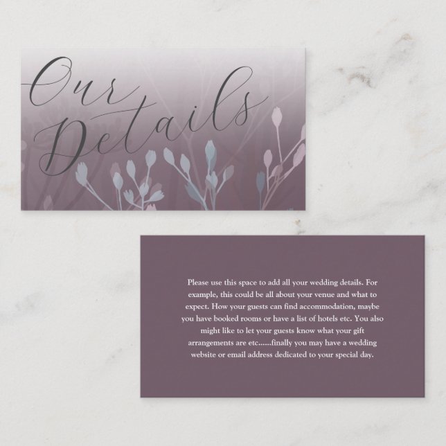 Details zur Hochzeit von Boho Meadow Grass Dark Pl Begleitkarte (Vorne/Hinten)