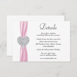 Details zur Hochzeit von Diamond Heart Pink Ribbon Begleitkarte