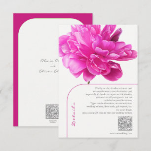 Details zur Hochzeit von hellrosa Peony Begleitkarte