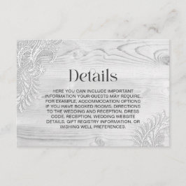 Details zur Hochzeit von Lace Wood Begleitkarte