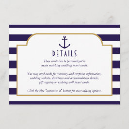 Details zur Hochzeit von Nautic Navy & White Strip Begleitkarte