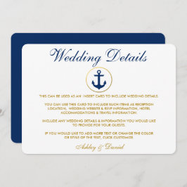Details zur Hochzeit von Nautical Blue Gold Einladung