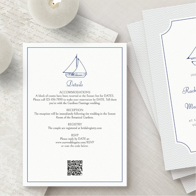 Details zur Hochzeit von Nautical Sailboat Begleitkarte (Von Creator hochgeladen)