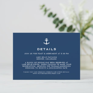 Details zur Hochzeit von Navy Blue Anchor Begleitkarte