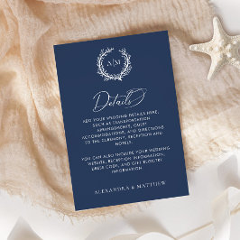Details zur Hochzeit von Navy Blue Coral Reef Begleitkarte