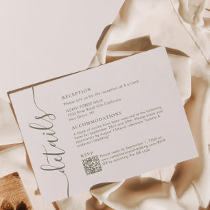 Details zur Hochzeit von Olive Green Begleitkarte