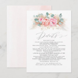 Details zur Hochzeit von Pampas-Gras in Rosa Begleitkarte