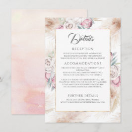 Details zur Hochzeit von Pampas Grass und Pink Kin Begleitkarte
