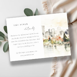 Details zur Hochzeit von Portland Oregon Skyline Begleitkarte