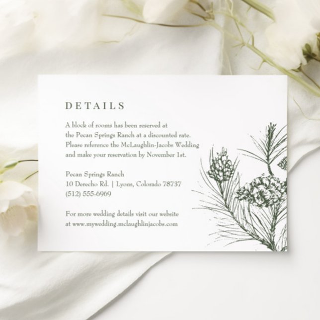 Details zur Hochzeit von Rustikal Green Pine RSVP Karte (Von Creator hochgeladen)