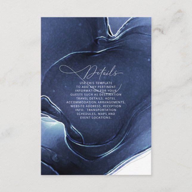 Details zur Hochzeit von Tintenflüssen Blue ID762 Begleitkarte (Vorderseite)