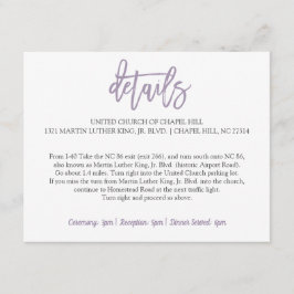 Details zur Hochzeitkarte | Brush Letter Lavendel Begleitkarte