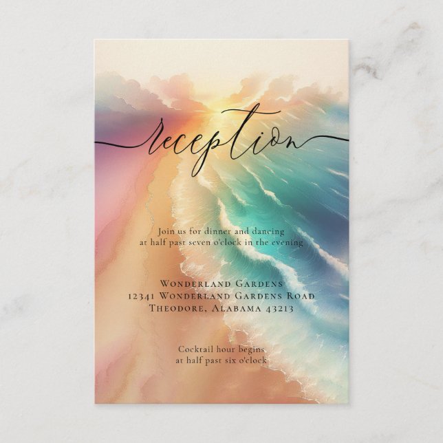 Details zur Hochzeitsempfehlung im Sun Beach Ocean Begleitkarte (Vorderseite)