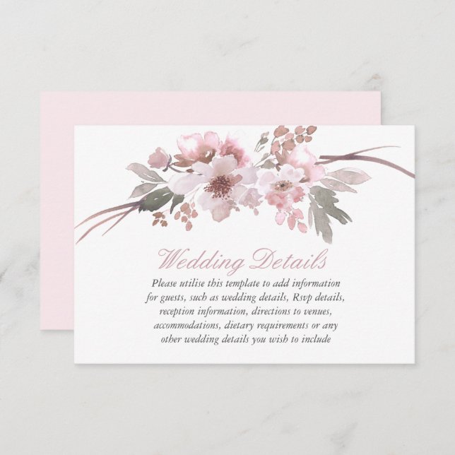 Details zur Hochzeitsempfehlung in Rosa und Grau Einladung (Vorne/Hinten)