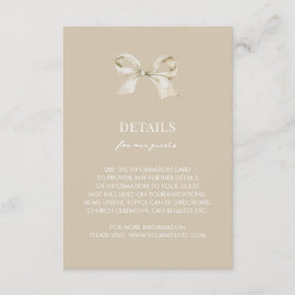 Details zur Hochzeitsfeier im Gold Coquette Bow Begleitkarte