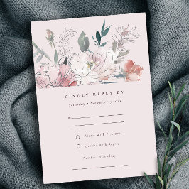 Details zur Hochzeitsfeier mit Chic Blush Wasserfa RSVP Karte