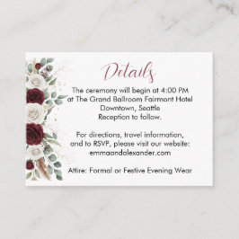 Details zur Hochzeitskarte für Burgund Blush Flora Begleitkarte