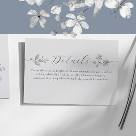 Details zur Hochzeitskarte für Silver Blue Floral Begleitkarte