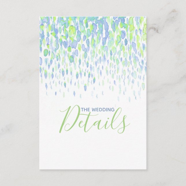 Details zur Hochzeitskaskade blaue Karte (Vorderseite)