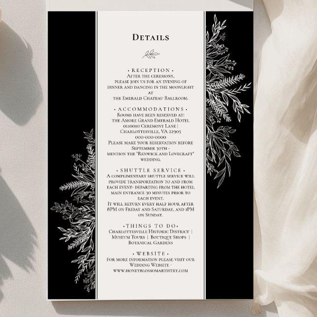 Details zur Hochzeitsmonographie in Schwarz und We Begleitkarte (Von Creator hochgeladen)