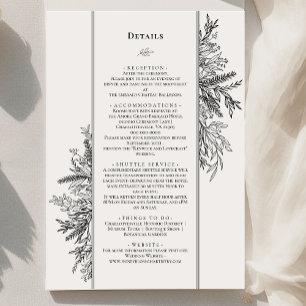 Details zur Hochzeitsmonographie in Weiß und Schwa Begleitkarte