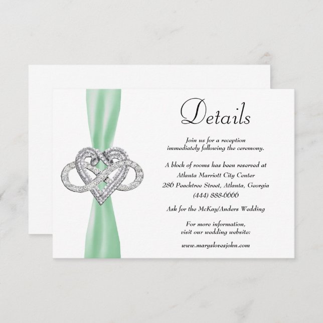 Details zur Hochzeitsstimmung im Grünen Ribbon Inf Begleitkarte (Vorne/Hinten)