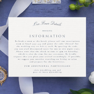 Details zur Hochzeitsszenierung in Navy Blue Class Begleitkarte