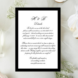 Details zur kalligraphischen Monogramm Schwarz-Wei RSVP Karte