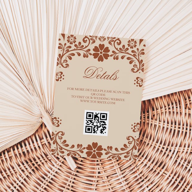 Details zur mexikanischen Art Beige Wedding QR Begleitkarte (Von Creator hochgeladen)