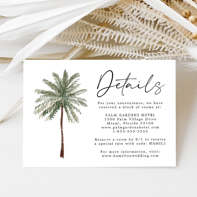 Details zur Minimal Palm Tree-Hochzeitkarte Begleitkarte (Von Creator hochgeladen)