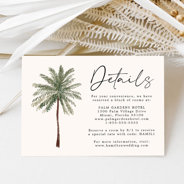 Details zur Minimal Palm Tree-Hochzeitkarte Begleitkarte (Von Creator hochgeladen)