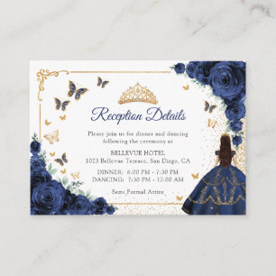 Details zur Navy-Gold-Quinceanera-Rezeption Begleitkarte