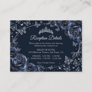 Details zur Navy-Silber-Quinceanera-Rezeption Begleitkarte