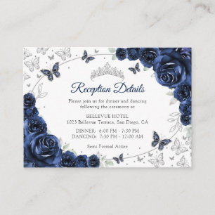 Details zur Navy-Silber-Quinceanera-Rezeption Begleitkarte