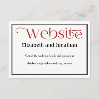 Details zur Red Black & White Wedding Website Begleitkarte