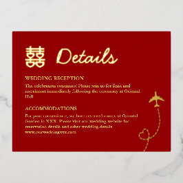 Details zur Red Double glücklich Hochzeit in Urlau Folie Einladungspostkarte