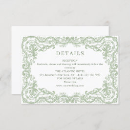 Details zur Renaissance Verziert Sage Green Weddin Begleitkarte