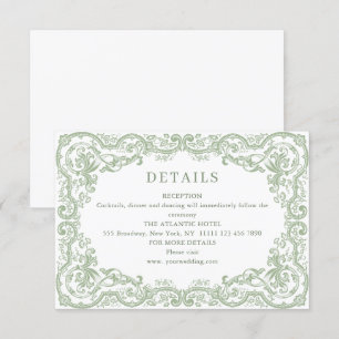 Details zur Renaissance Verziert Sage Green Weddin Begleitkarte