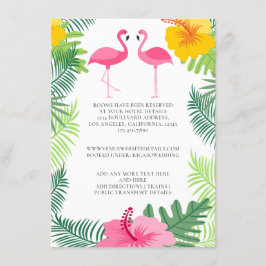 Details zur rosa Flamingo Tropical Wedding Begleitkarte