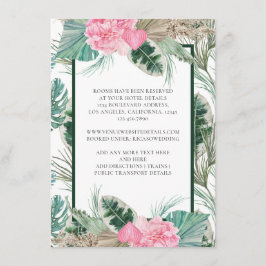 Details zur rosa Flamingo Tropical Wedding Begleitkarte