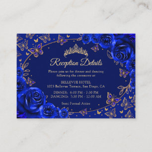 Details zur Royal Blue Gold Quinceanera-Rezeption Begleitkarte