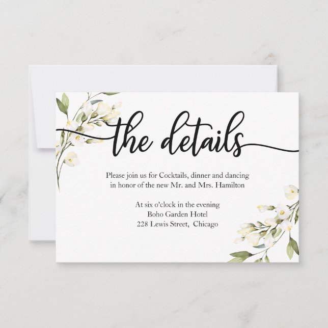 Details zur RSVP-Karte für die Hochzeit RSVP Karte (Vorderseite)