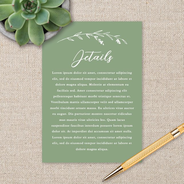 Details zur rustikalen Grünen Wildblume Hochzeit Begleitkarte (Von Creator hochgeladen)