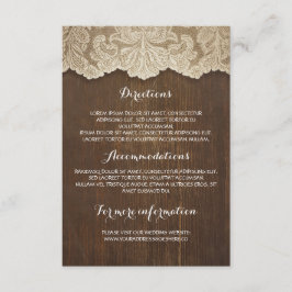 Details zur rustikalen Hochzeit von Holz und Spitz Begleitkarte