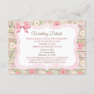 Details zur rustikalen Hochzeitskarte für Holz Pin Begleitkarte