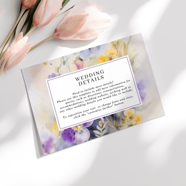 Details zur rustikalen Wasserfarbe Lila & gelb Hoc Begleitkarte (Von Creator hochgeladen)