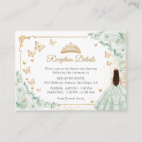 Details zur Sage Green Gold Quinceanera-Rezeption